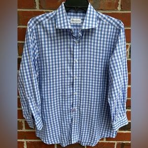 Robert Graham Mens Long Sleeve Button Down Blue/Pink Checkered Shirt Sz 43-17 XL
